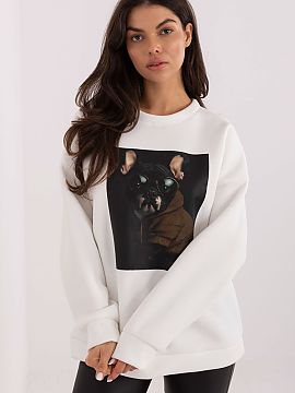 sweatshirt Italy Moda  Stylish women\'s sweatshirt in a casual edition is a comfortable option for everyday outings. The print on the front adds character and make