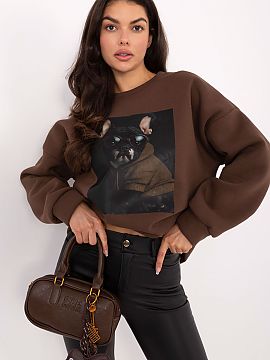 sweatshirt Italy Moda  Stylish women\'s sweatshirt in a casual edition is a comfortable choice for everyday outings. The print on the front adds character and make