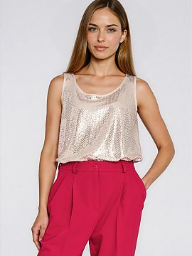 Blouse Nife  Blouse in a regular cut made of a striking material with glued sequins, which give it a unique, elegant character. The model with a classic,