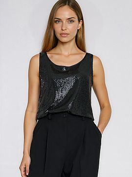 Blouse Nife  The blouse with a regular cut is made of a spectacular material with glued sequins, which give it a unique, elegant character. The model wit