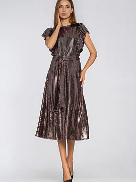 Evening dress Nife  Stylish dress with an elegant cut, combining a fitted top with a flared bottom that moves beautifully. Made of material decorated with glued