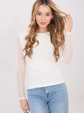 Bluzka Italy Moda  Elegant blouse made of delicate mesh with a fitted cut, which subtly emphasizes the silhouette and gives the styling a refined character. Ma