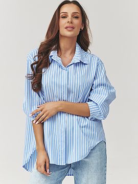 long sleeve shirt Makadamia  Stylish women\'s shirt in vertical stripes is a timeless wardrobe item that will work perfectly in both office and casual stylings. The comb