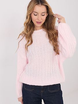 sweter Italy Moda  Women\'s casual sweater, made of thick-knit material that will be perfect for cooler days. An ideal model for everyday wear and work, combin