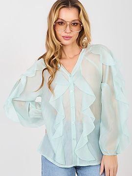 long sleeve shirt Factory Price  An elegant collarless women\'s shirt is a stylish proposal that perfectly combines classic with modern lightness. It will work perfectly for