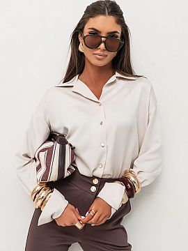 long sleeve shirt LaBalancia  We introduce the Satin Shirt MADDIE in an elegant beige shade, which will be a perfect choice for women who appreciate style and comfort. Th