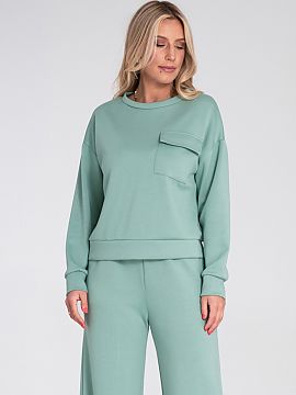 sweatshirt Figl  Women\'s sweater with a simple cut, made of soft and comfortable fabric. The model has long sleeves and a classic, round neckline. Decorativ
