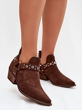 Boots Step in style  Stylish women\'s ankle boots made of eco suede. Set on a low, cut heel, they provide stability and comfort while wearing, and pointed toes v