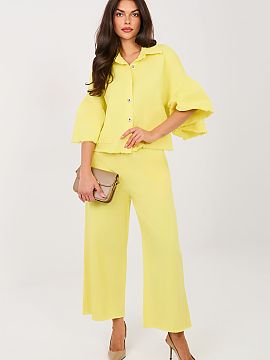 Women's pants Italy Moda  Casual wide leg women\'s trousers are a comfortable and stylish proposition for everyday wear and work. Made of high-quality cotton with a t