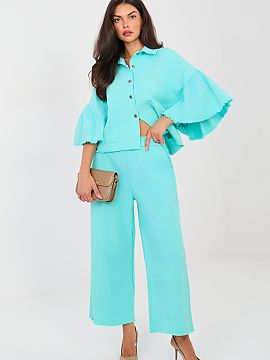 Women's pants Italy Moda  Casual women\'s wide leg trousers are a comfortable and stylish option for everyday wear and work. Made of high-quality cotton with a touch 