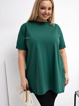 Plus size blouse Relevance  Extended casual blouse, perfect for everyday occasions. Made of comfortable cotton with elastane, making it soft, elastic, and comfortable t