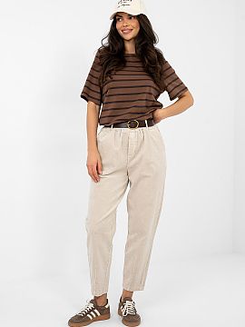 corduroy trousers Italy Moda  Corduroy carrot pants are a comfortable and stylish proposition for everyday and office stylizations in a casual, relaxed edition. Made of a