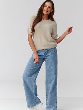 Short sleeve sweater Makadamia