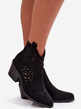 Heel boots Step in style  Women\'s boots by S.Barski inspired by cowboy style are a striking accent in spring stylizations. Made of eco suede, they look light and sty