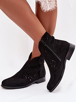 Boots Step in style  Women\'s ankle boots by S.Barski are a combination of comfort and timeless style. Made of eco-suede. The model set on a flat heel guarantees