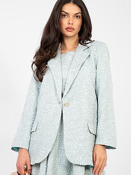 Jacket Rue Paris  Elegant women\'s blazer of standard length, which perfectly combines classic style with a subtle touch of originality. The model stands out 