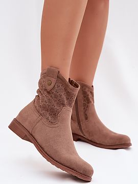 Heel boots Step in style  Women\'s ankle boots by S.Barski are a stylish and comfortable proposition for everyday wear. Made of eco-suede, they look elegant and subtl