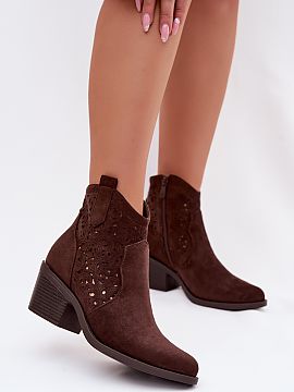 Heel boots Step in style  Women\'s boots by S.Barski inspired by cowboy style are a striking accent in spring stylizations. Made of eco suede, they look light and sty