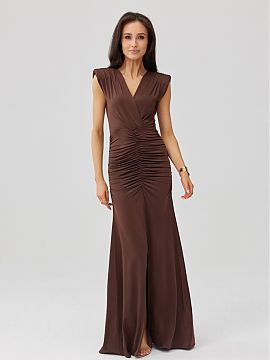 Long dress Roco Fashion  The elegant maxi dress with a fitted silhouette beautifully emphasizes the figure, and the ruching at the waist beautifully accentuates its 