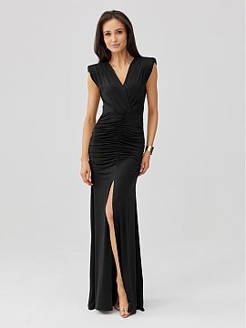 Long dress Roco Fashion  The elegant maxi dress with a fitted silhouette beautifully accentuates the figure, while the gathering at the waist nicely accentuates its 