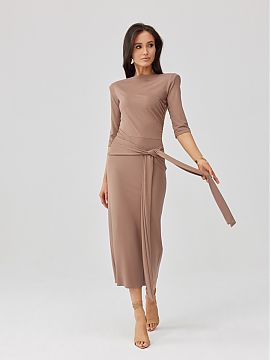 Daydress Roco Fashion  The elegant dress with a fitted silhouette beautifully accentuates the figure, and the decorative tie at the waist emphasizes feminine shape