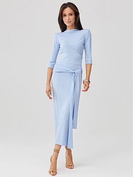 Daydress Roco Fashion  The elegant dress with a fitted silhouette beautifully accentuates the figure, and the decorative tie at the waist emphasizes feminine shape