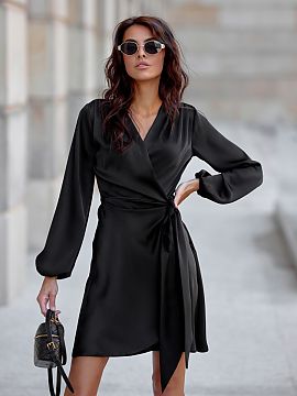 Cocktail dress Roco Fashion  Dress made of soft, satin material, which gives it an exceptionally elegant character. The wrap-around style with a tie at the waist beautif