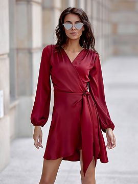 Formal dress Roco Fashion  Dress made of soft, satin material, which gives it an exceptionally elegant character. The wrap-around style with a tie at the waist beautif