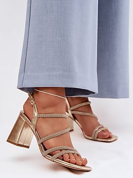 Heeled sandals Step in style  Women\'s sandals with a stable pillar heel are the perfect choice for women who value comfort and a stylish look. The model is distinguished