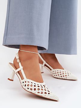 Heeled sandals Step in style  Women\'s sandals made of decorative braiding are a stylish proposal for warmer days. Covered, pointed toes emphasize the slim line of the fo