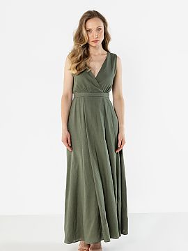 day dress awama  Light and elegant linen maxi dress with a feminine, timeless cut. The wrap neckline in the shape of the letter V beautifully emphasizes the 
