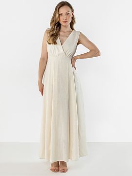 day dress awama  Light and elegant linen maxi dress in a feminine, timeless cut. The wrap V-neck beautifully accentuates the neck and neckline, while the wai