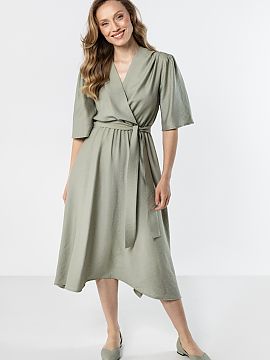 day dress awama  A light midi dress with a wrap silhouette is an ideal choice for everyday wear and more elegant outings. The V-neck beautifully highlights t