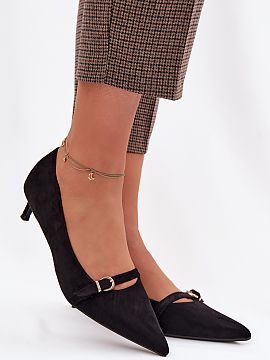 Heeled pumps Step in style  Women\'s pumps made of eco-suede are a stylish proposition combining elegance with comfort. The model has pointed toes, which emphasize the 