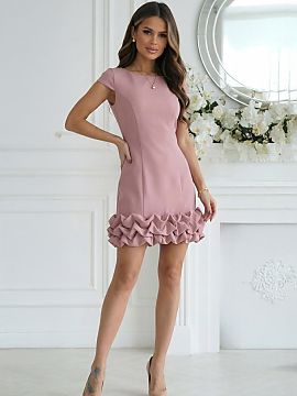 Formal dress Bicotone  Modern mini dress in a minimalist style. The fitted cut with short sleeves and a high neckline creates a clean silhouette, while the bottom 
