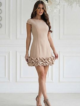 Formal dress Bicotone  Modern mini dress in a minimalist style. The fitted cut with short sleeves and a high neckline creates a clean silhouette, while the bottom 