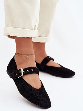 Balerinki Step in style  Women\'s ballet flats made of material with a hair-like structure are a stylish model with an original look. The flat sole provides comfort 