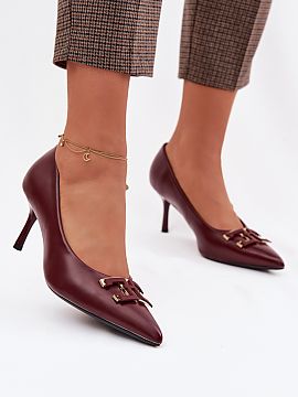 High heels Step in style  Women\'s high heels made of eco leather are a timeless proposition for elegant stylings. Pointed toes visually slim the foot and emphasize t