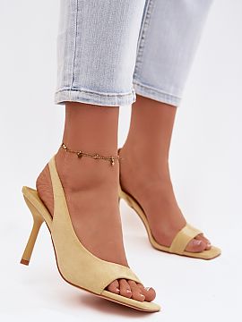 Heeled sandals Step in style  Elegant women\'s sandals made of eco-suede are a perfect choice for summer, special occasions when you want to combine style with feminine e