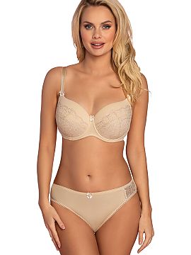 Panties Vena  Classic women\'s panties made of smooth microfiber. In front, on one side lace trim.