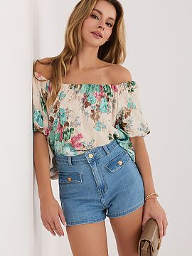 Blouse Italy Moda  The elegant women\'s blouse with a floral print is a stylish proposal for everyday wear, work, and formal occasions. Made of lightweight and