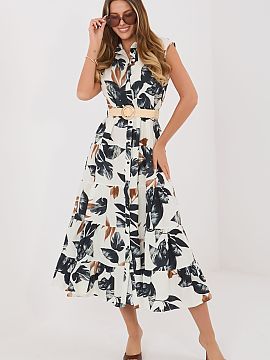 Daydress Italy Moda  Summer shirtdress, combining a shirt-style cut with a flared design, is a stylish and comfortable everyday option. Made of natural cotton, i