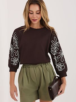Sweatshirt Rue Paris  Women\'s casual sweatshirt is a combination of comfort and subtle, feminine details. Made of soft and elastic cotton blend with elastane, it