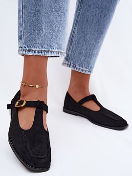 Half shoes Step in style  Women\'s shoes made of suede imitation are a stylish option for women who appreciate classic styles with a modern twist. The model, inspired