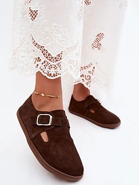Half shoes Step in style  Women\'s loafers in clogs style made of eco-suede are a stylish option for women who value comfort and a fashionable look. The slip-on desig