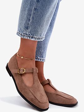 Half shoes Step in style  Women\'s half shoes made of suede imitation are a stylish proposition for women who value classic designs in a modern version. The model, in