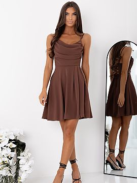 Short dress With You  Stylish dress with a feminine cut, perfect for evening and special occasions. The model is made of lightweight, softly draping material that