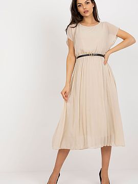 Daydress Rue Paris  An elegant midi dress with a pleated bottom is a perfect combination of feminine style, comfort, and timeless classic. The flared cut beauti