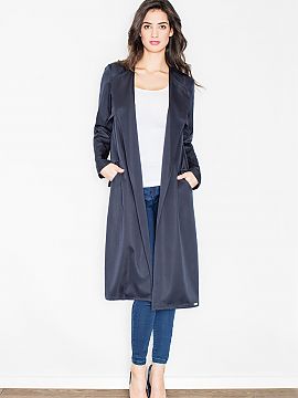 Coat Figl  Elegant coat
- long straight cut
- made of soft knitwear
- side pockets
- unbuttoned
- tied at the waist