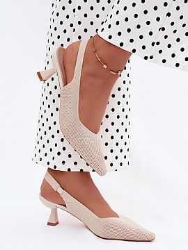 Heel sandals Step in style  Women\'s sandals made of textile material are a proposition for women who appreciate subtlety and stylish appearance. The delicate texture o